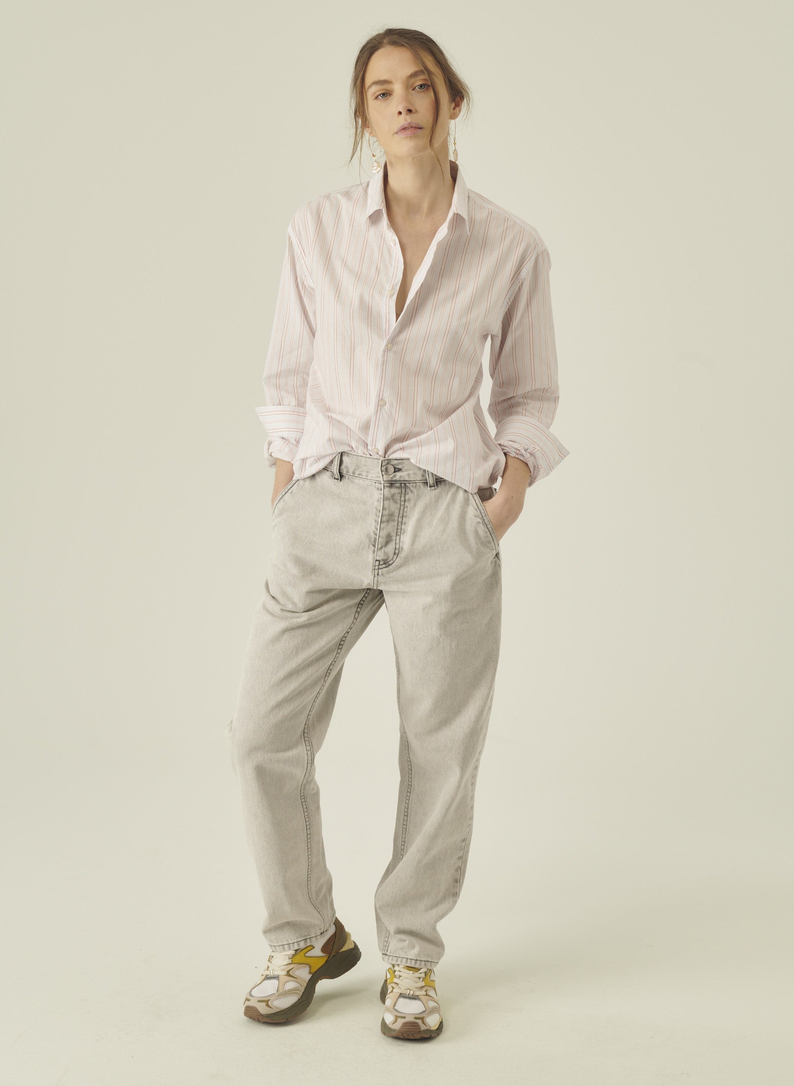 chemise loose multi rayures homme femme bleu rayee