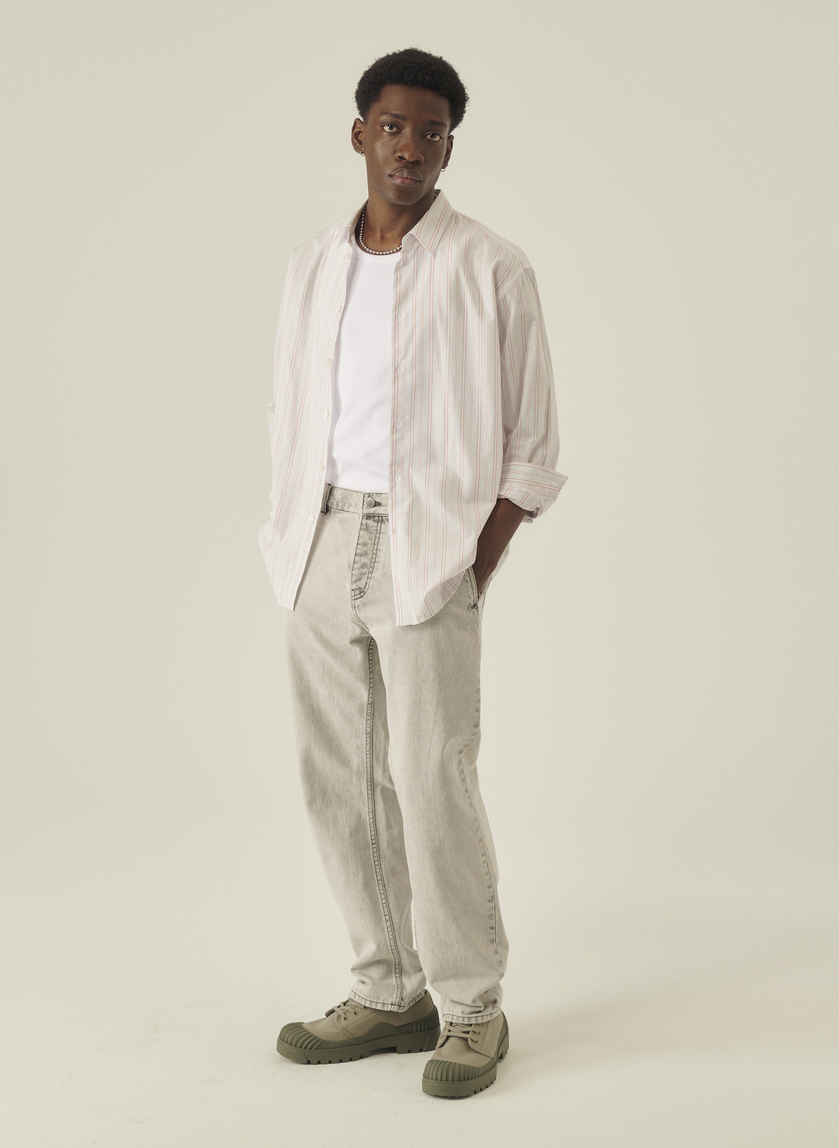 chemise loose multi rayures homme femme bleu rayee