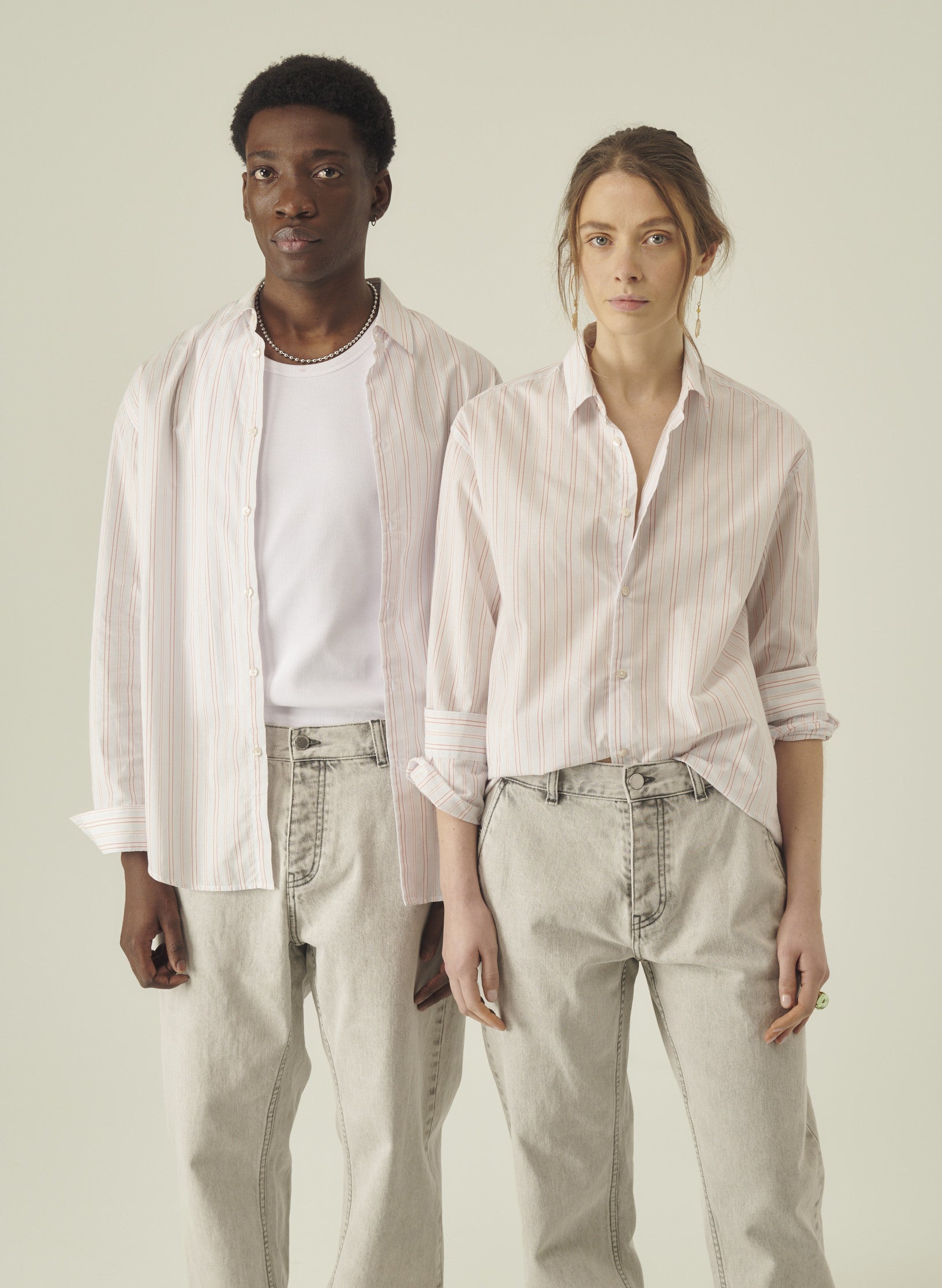 chemise loose multi rayures homme femme bleu rayee