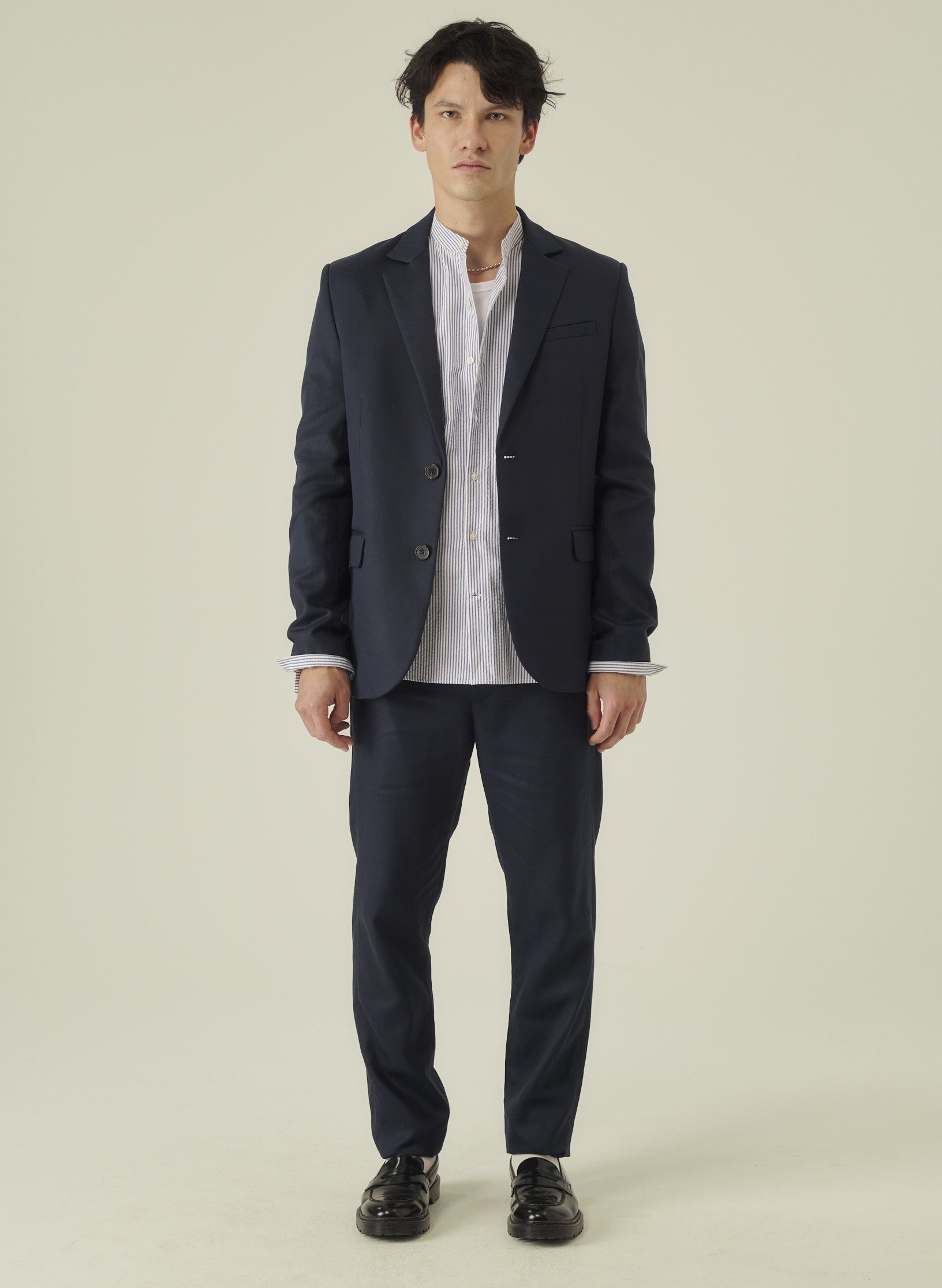 veste 2 boutons coton lyocell bleu homme