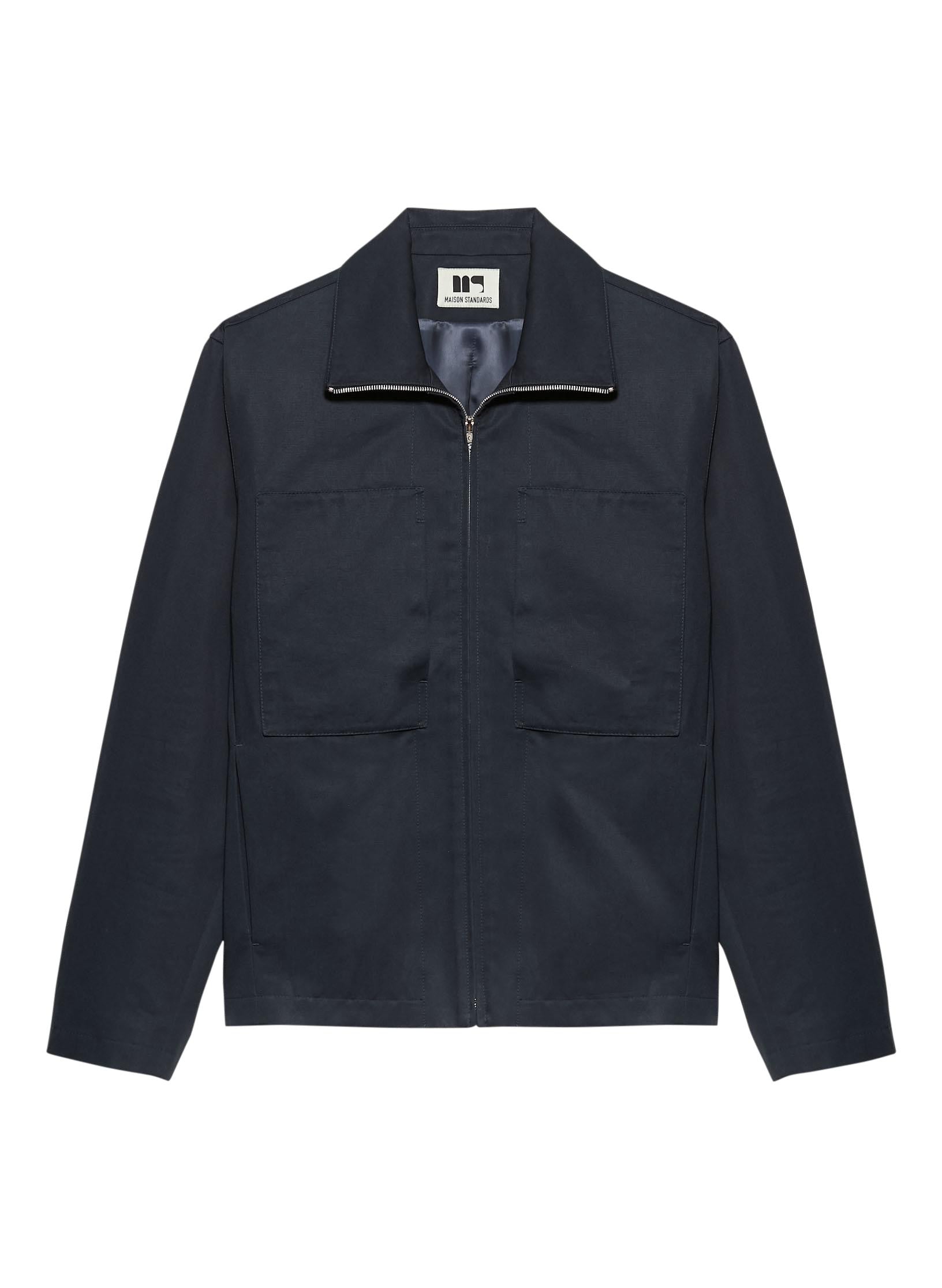 blouson zippe trucker deperlant bleu homme