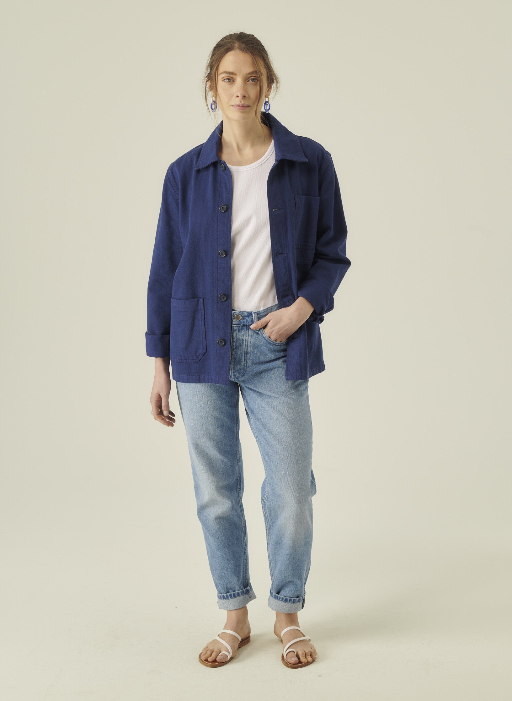 veste peintre bleu indogo homme femme unisexe