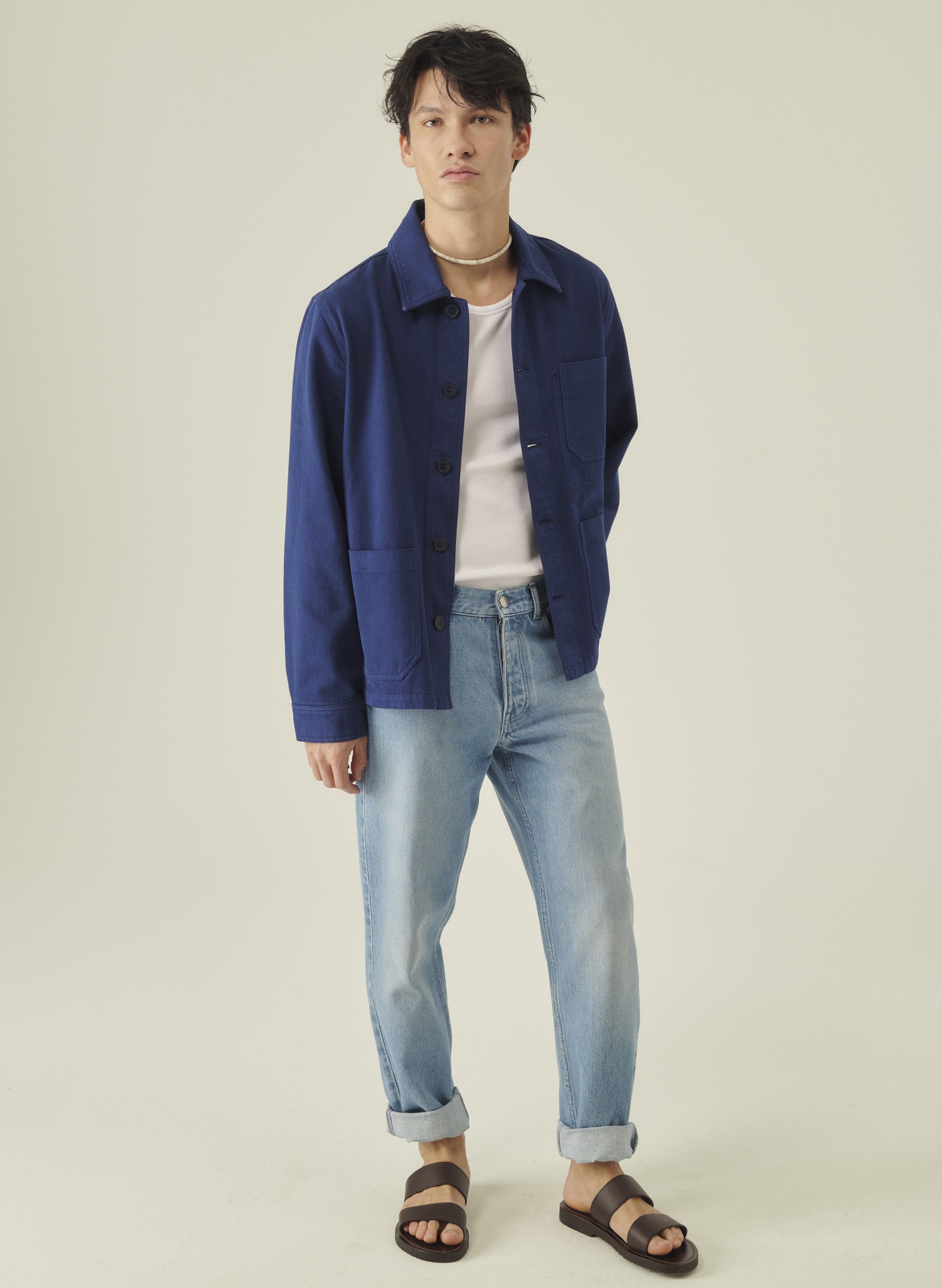 veste peintre bleu indogo homme femme unisexe