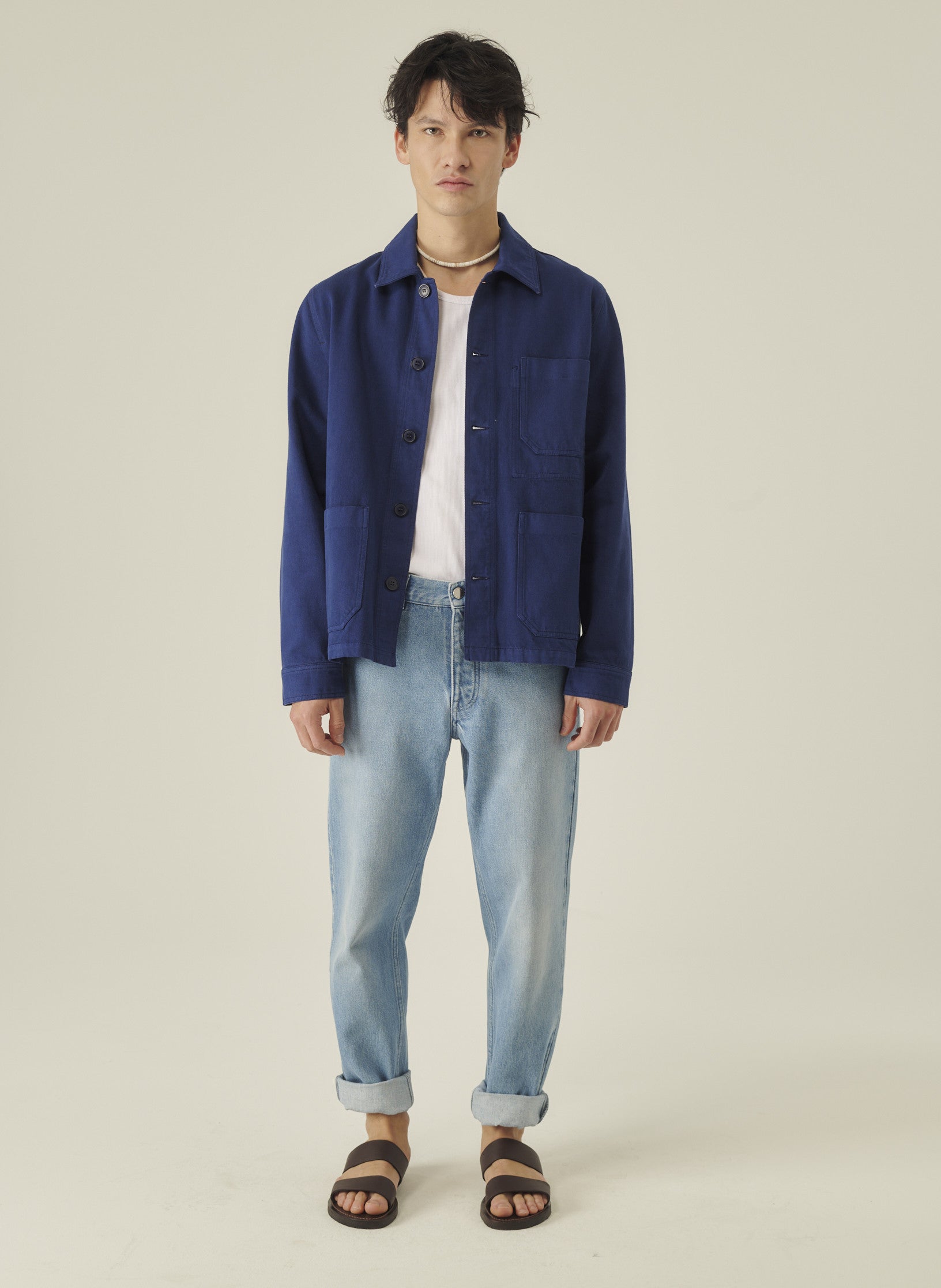 veste peintre bleu indogo homme femme unisexe