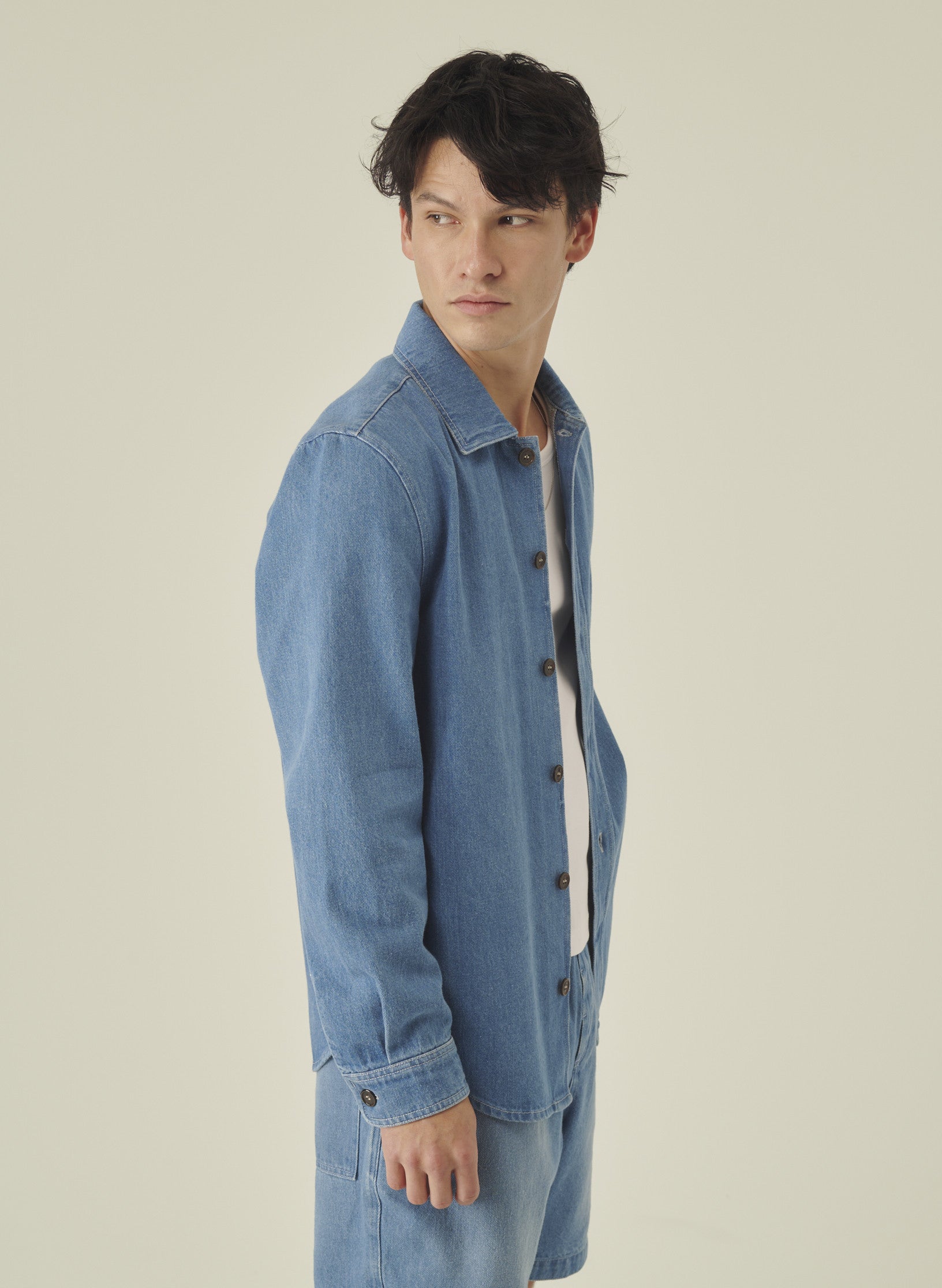 surchemise denim bleach delave homme femme unisexe oekotex